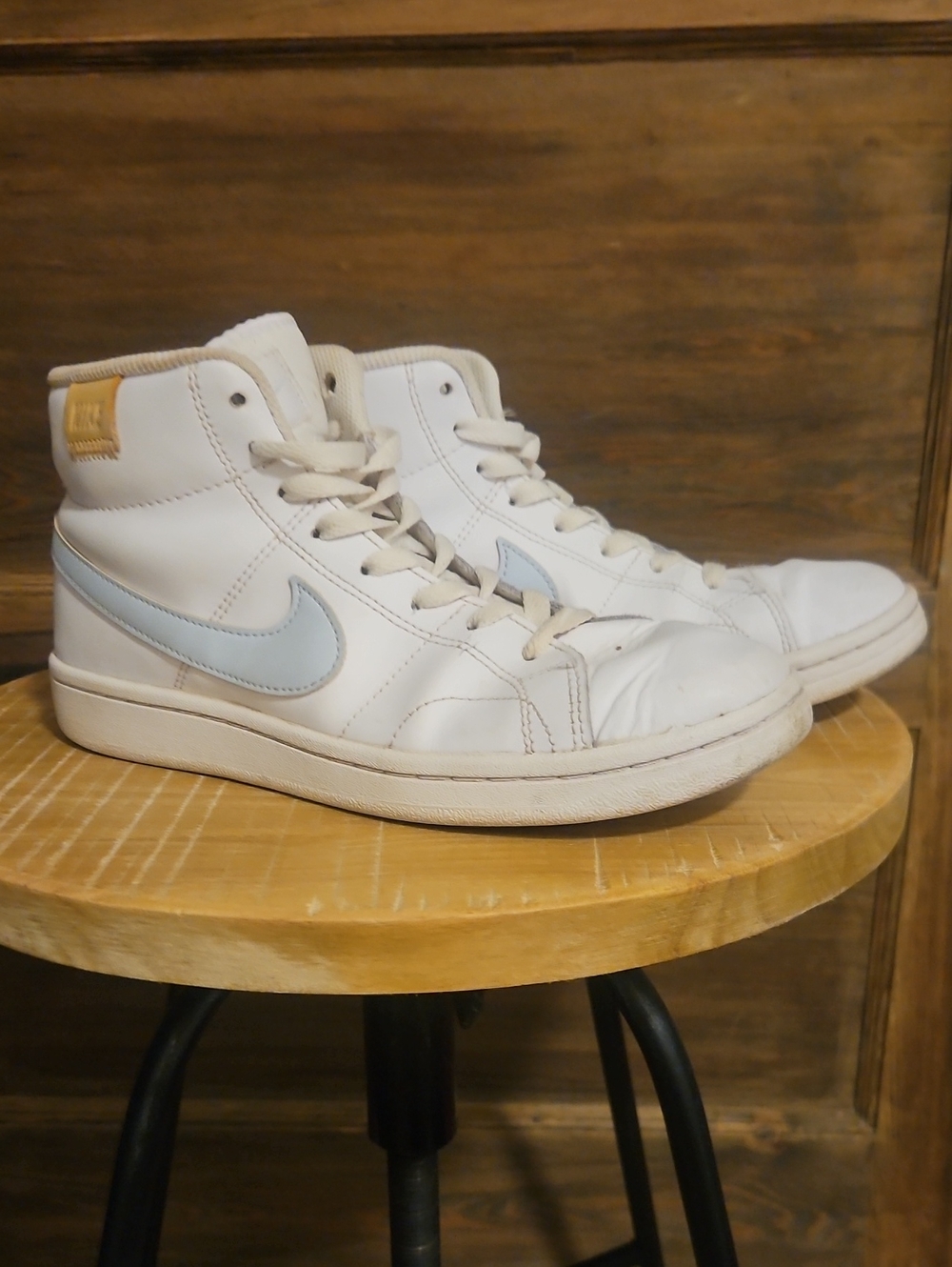 Nike Court Royale 2 White High-Top Sneakers with Light Blue Swoosh